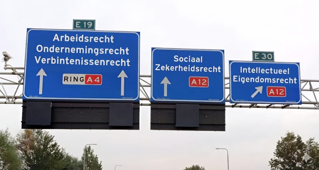 Illustratief Bord Rechtsrichtingen ter Haar Arbeidsrecht